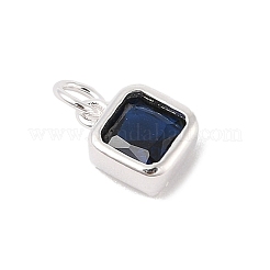 925 Sterling Silver Pave Cubic Zirconia Square Charms with Jump Rings and 925 Stamp&nbsp;STER-D288-05S-03