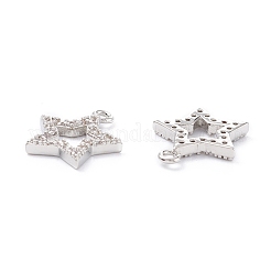 ラックメッキ真鍮マイクロパヴェキュービックジルコニアチャーム  長持ちメッキ  スター  プラチナ  13.5x12x2mm  穴：1.2mm&nbsp;ZIRC-C026-03P