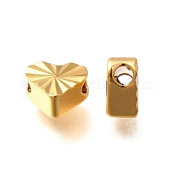 真鍮の織り目加工のビーズ  18KGP本金メッキ  ハート  6x6.5x3mm  穴：1.8mm&nbsp;KK-Z092-01D-G
