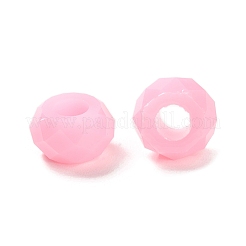 レジンヨーロピアンビーズ  大穴ビーズ  多面カット  ロンデル  パールピンク  13.5x8mm  穴：5.5mm&nbsp;RESI-B020-06E