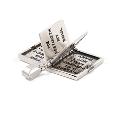 教師の日のための304ステンレススチールペンダント  本  アンティークシルバー  27.5x20.5x6mm  穴：5x9.5mm&nbsp;STAS-M299-03AS
