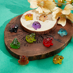140Pcs 10 Colors Luminous Plastic Frog Figurines Ornament&nbsp;DJEW-GO0001-16