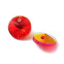 透明なガラスビーズを電気  半分レインボーメッキ  多面カット双円錐形  レッド  8x4mm  穴：0.8mm&nbsp;EGLA-Z002-AB06