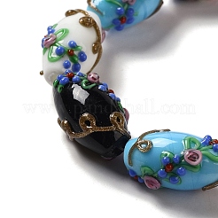 手作りランプワークビーズ  ライスウィットフラワー  ミックスカラー  23x12~13mm  穴：1.6mm&nbsp;LAMP-J089-D-A