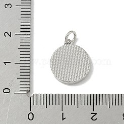 真鍮パヴェ天然シェルフラットラウンド、文字チャーム付き  プラチナ  長持ちメッキ  鉛フリー＆カドミウムフリー  ラックめっき  貝殻色  文字I  15x13x2mm  穴：3mm&nbsp;KK-Z115-13P-I