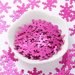 オーナメントアクセサリープラスチック製スパンコール/スパンコールビーズ  スノーフレーク  濃いピンク  19x17x0.1mm  穴：1.4mm&nbsp;PVC-E001-04-YD03