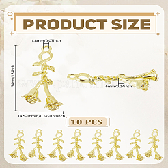 10個の合金ペンダント  バラのチャーム  ライトゴールド  34x14.5~16x6mm  穴：1.8mm&nbsp;FIND-LP0005-49