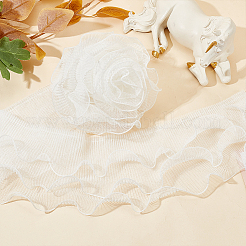 3層ポリエステルフリルトリミング  ファルバラ 人形服用波形エッジ  結婚式の衣装アクセサリー  ホワイト  122x0.3mm  2ヤード/個&nbsp;DIY-WH0320-46