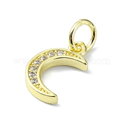 Moon Theme Brass Micro Pave Clear Cubic Zirconia Charms&nbsp;KK-H475-57G-11