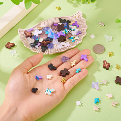 DIYクロスビーズファインディングキット  アクリル、プラスチック、木材、貝殻、宝石ビーズ100個を含む  ミックスカラー  7.5~16x7~15x3~5mm  穴：0.5~2.5mm  5個/スタイル&nbsp;DIY-TA0013-25