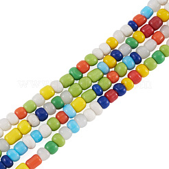 2連売り 手作りランプワークビーズ連売り  コラム  ミックスカラー  3~5.5x2~4mm  穴：0.8mm  約182~184個/連  23.22インチ（59cm）&nbsp;BLOW-TADJ0001-01A