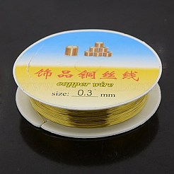ラウンド銅ジュエリーワイヤー  混合スタイル  ゴールドカラー  0.2~0.8mm  約9.84~131.23フィート（3~40m）/ロール&nbsp;CW0.3mm007M