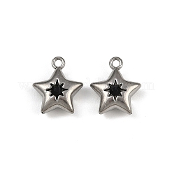 304ステンレススチールチャーム  ラインストーン付き  星のチャーム  ミックスカラー  14.5x12.5x5.5mm  穴：1.6mm&nbsp;STAS-I342-10P