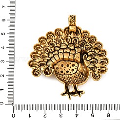 チベット風合金ビッグサイズペンダントトップ  孔雀チャーム  アンティーク黄金  60x52x7mm  穴：5mm&nbsp;FIND-G098-10AG