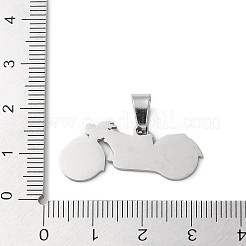 変色しない201ステンレススチールペンダント  レーザー切断  バイクの魅力  ステンレス鋼色  13x29.5x1.5mm  穴：7mm&nbsp;STAS-D041-15P