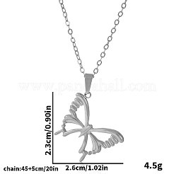 304 Stainless Steel Hollow Butterfly Pendant Necklaces for Women&nbsp;TP0526-1