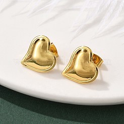 女性用304ステンレススチールスタッドピアス  ハート  イオンプレーティング（ip）  18KGP本金メッキ  15x15mm&nbsp;EJEW-U052-11G