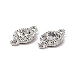 合金クリスタルラインストーンコネクタチャーム  フラットラウンドいリンク  プラチナ  9.5x15.5x5mm  穴：1.8mm&nbsp;FIND-A024-17P