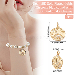 6Pcs Brass Micro Pave Clear Cubic Zirconia Pendants&nbsp;KK-BBC0004-78