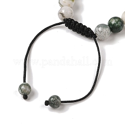 8mm Round Natural Tree Agate Braided Bead Bracelets&nbsp;BJEW-C067-01B-01