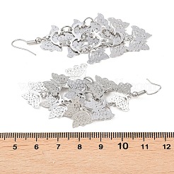真鍮製ダングルピアス  鉄のイヤリングフック  プラチナ  蝶  69x29mm&nbsp;EJEW-B157-02B-P