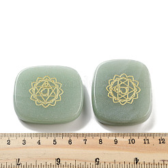 Natural Green Aventurine Rectangle with Chakra Sign Figurines Display Decorations&nbsp;DJEW-K025-02B