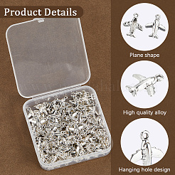 チベットスタイルの亜鉛合金ペンダント100個。  飛行機  アンティークシルバー  15.5x13.5x3mm  穴：1.4mm&nbsp;FIND-SC0022-71