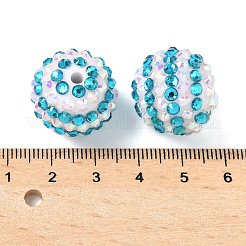 ストライプ樹脂ラインストーンビーズ  フーセンガム風ラウンドビーズ  アクリルと  ディープスカイブルー  20mm  穴：2mm&nbsp;OACR-A037-01D