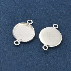 フラットラウンドブラスコネクターカボションセッティング  ラックメッキ丸型ブランクベゼルトレイ  長持ちメッキ  鉛フリー＆カドミウムフリー  925銀メッキ  トレイ：10mm  18x12x2mm  穴：1.5mm&nbsp;KK-K414-13E-S
