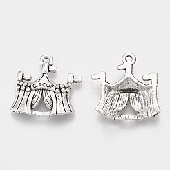 合金のチベット風チャーム  サーカス  鉛フリー＆カドミウムフリー  アンティークシルバー  22x21x4mm  穴：1.6mm&nbsp;X-TIBEP-T052-21AS-RS