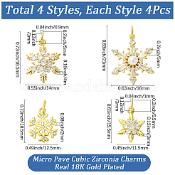 16Pcs 4 Styles Christmas Rack Plating Brass Pendants&nbsp;KK-SC0006-97
