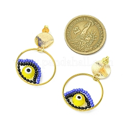 Evil Eye Handmade Glass Seed Beads Dangle Stud Earrings&nbsp;EJEW-MZ00371-03