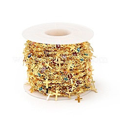 ナザールボンジュウリンクチェーン付きエナメルスター  本物の 18K ゴールドメッキ真鍮製クロス チャーム付き  ハンダ付け  スプール付き  カラフル  11x5.5x2mm  7.5x3x2.5mm&nbsp;CHC-C003-02G-02
