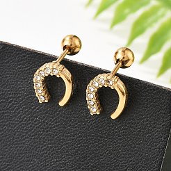 304 Stainless Steel Clear Cubic Zirconia Stud Earrings&nbsp;STAS-E502-02G-02