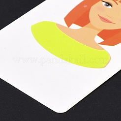 紙のピアスディスプレイカード  イヤリングホルダーカード  女の子の模様と長方形  サンゴ  9x6x0.03cm  穴：5mmと1mm&nbsp;DIY-B061-04B