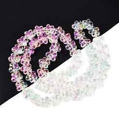 電気メッキガラスビーズセット  花  パールピンク  12x12.5x7mm  穴：1mm  約54~55個/連  24.57~24.96インチ（62.4~63.4cm）&nbsp;X-EGLA-T028-02C