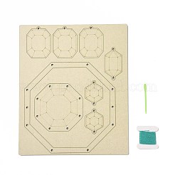 DIY八角形風鈴作りキット  1個の木板入り  1枚のカードの綿糸と1本のプラスチックの編み針  クラフトを描く子供たちのために  ミックスカラー  糸と針：ランダムな色&nbsp;DIY-A029-02