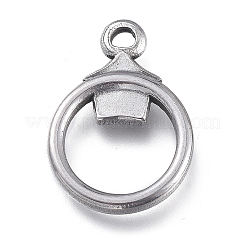 変色しない304ステンレススチールトグル留め具パーツ  リング  ステンレス鋼色  19x13.5x2.7mm  穴：1.8mm&nbsp;STAS-M278-01P
