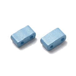 2穴ベーキングペイントガラスシードビーズ  長方形  空色  5x2.5x2mm  穴：0.8mm&nbsp;SEED-S023-17B-46