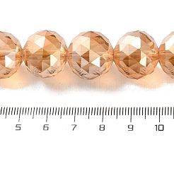透明電気メッキガラスビーズ連売り  ラウンド  多面カット  オレンジ  18x16.5mm  穴：2mm  約22個/連  14.37インチ（36.5cm）&nbsp;EGLA-N002-34G-F01