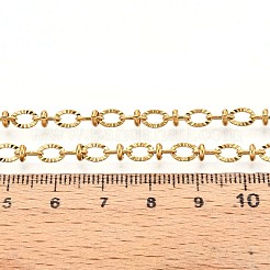 304ステンレススチールテクスチャーオーバルリンクチェーン  ハンダ付け  スプールで  イオンプレーティング（ip）  ディスク付き  18KGP本金メッキ  6x4x0.8mm  約32.81フィート（10m）/ロール&nbsp;CHS-N005-06A-G