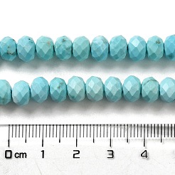 染色された天然のハウライトビーズ連売り  ファセットロンデル  淡いターコイズ  7.5~8x5.5mm  穴：1mm  約72個/連  15.31インチ（38.9cm）&nbsp;G-G023-A01-01A