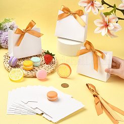 White Cardboard Paper Wedding Candy Boxes with Ribbon&nbsp;CON-FZC0002-002A