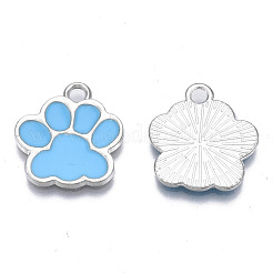 合金エナメルチャーム  カドミウムフリー＆鉛フリー  犬の足跡  ディープスカイブルー  17.5x16x1.5mm  穴：2mm&nbsp;ENAM-T016-22P-E-RS