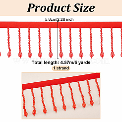 アクリル＆ポリエステルレースリボン  衣類用アクセサリー  レッド  2-1/4インチ（58mm）  約5ヤード（4.57m）/連&nbsp;OCOR-WH0110-08D