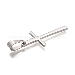 変色しない304ステンレススチールペンダント  クロス  ステンレス鋼色  32.5x17x1.5mm  穴：4.5x8mm&nbsp;STAS-J036-112P