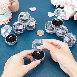 透明なプラスチックリングボックス  アクセサリー箱  ブラック  3.8x3.8x3.8cm&nbsp;OBOX-CA0001-001A
