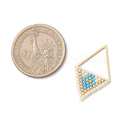 ミユキガラスシードビーズロンバスペンダント  304ステンレススチールリンクリング付き  ゴールドカラー  ミックスカラー  30x18.5x2mm  穴：13.5x14.5mm&nbsp;PALLOY-MZ01127