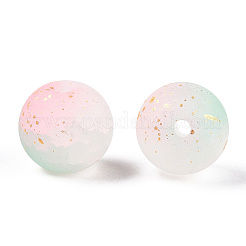 Frosted Baking Paint Crackle Glass Beads with Glitter Powder&nbsp;DGLA-T004-6mm-01F