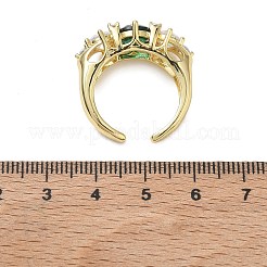 Brass Micro Pave Cubic Zirconia Cuff Open Rings for Women&nbsp;RJEW-L343-07G-01